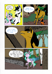 Size: 905x1280 | Tagged: safe, artist:darkhestur, derpibooru import, oc, oc only, oc:dark, oc:dustlight, oc:kight, earth pony, flutter pony, pegasus, pony, comic, panel, speech bubble, tumblr comic