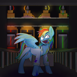 Size: 2000x2000 | Tagged: artist needed, safe, derpibooru import, rainbow dash, pegasus, pony, fanfic:rainbow factory, fanfic art, female, rainbow factory dash, solo