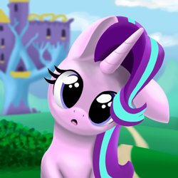 Size: 2000x2000 | Tagged: safe, artist:stellardust, derpibooru exclusive, derpibooru import, starlight glimmer, pony, unicorn, female, head tilt, high res, looking at you, mare, one ear down, open mouth, solo, twilight's castle
