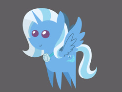 Size: 3334x2501 | Tagged: safe, artist:cabinet chief assistant k, derpibooru import, trixie, alicorn, pony, alicornified, female, gray background, jewelry, mare, mirror universe, pointy ponies, princess of humility, race swap, simple background, smiling, solo, spread wings, trixiecorn, vector, wings