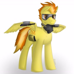 Size: 3949x3949 | Tagged: safe, artist:stemtex477, artist:yo tengo, derpibooru import, spitfire, original species, pegasus, plane pony, pony, cannon, gas mask, goggles, mask, plane, planeified, species swap