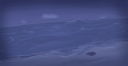 Size: 1295x675 | Tagged: safe, anonymous artist, derpibooru import, series:misty pov, beach, cloud, limited palette, no pony, ocean, seashell, sky, water, wave