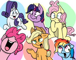 Size: 3992x3136 | Tagged: safe, artist:doodledonutart, derpibooru import, applejack, fluttershy, pinkie pie, rainbow dash, rarity, twilight sparkle, earth pony, pegasus, pony, unicorn, colored background, doodle, ears, eyebrows, eyebrows visible through hair, female, floppy ears, high res, hoof on chin, lidded eyes, looking up, mane six, mare, messy mane, nose in the air, open mouth, open smile, puffy cheeks, raised eyebrow, raised hoof, raised leg, shrunken pupils, sitting, sketch, sketch dump, smiling, volumetric mouth, wide eyes