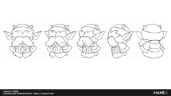 Size: 1280x720 | Tagged: safe, artist:lindsay towns, derpibooru import, winter sprite, them's fightin' herds, community related, concept art, facial hair, male, monochrome, moustache, reference sheet, simple background, turnaround, vetr (tfh), white background