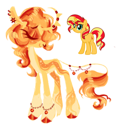 Size: 1280x1365 | Tagged: safe, artist:webkinzworldz, derpibooru import, sunset shimmer, pony, unicorn, alternate design, colored hooves, curved horn, ear piercing, earring, eyeshadow, horn, horn jewelry, jewelry, leonine tail, makeup, nose piercing, piercing, redesign, simple background, solo, tail, tail jewelry, white background, wristband