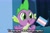 Size: 2364x1540 | Tagged: safe, edit, edited screencap, screencap, spike, dragon, the times they are a changeling, flag, male, mouthpiece, op isn't even trying anymore, smiling, solo, transgender pride flag