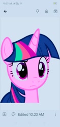 Size: 720x1520 | Tagged: safe, ponerpics import, twilight sparkle, pony, unicorn, eyes open, google, shocked