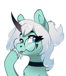 Size: 1650x1900 | Tagged: safe, artist:28gooddays, derpibooru import, oc, oc only, pony, unicorn, chest fluff, glasses, simple background, solo, tongue, tongue out, white background