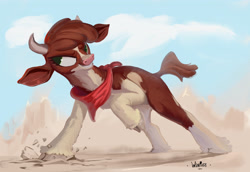 Size: 3852x2650 | Tagged: safe, artist:winpuss, derpibooru import, arizona cow, cow, them's fightin' herds, community related, female, grin, smiling, solo