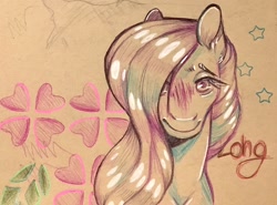 Size: 1993x1477 | Tagged: safe, artist:sweetmelon556, derpibooru import, oc, oc:sweet melon, pony, bust, female, mare, portrait, solo, traditional art