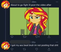 Size: 996x857 | Tagged: safe, derpibooru import, screencap, sunset shimmer, equestria girls, equestria girls (movie), meme, meta, smiling, smirk, solo, texting, twitter