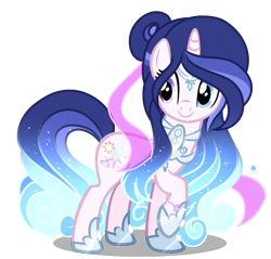 Size: 1999x1911 | Tagged: safe, alternate version, artist:harmonyvitality-yt, derpibooru import, oc, oc only, crystal pony, pony, unicorn, base used, ethereal mane, eyelashes, female, hoof shoes, horn, mare, peytral, simple background, smiling, solo, starry mane, transparent background, unicorn oc