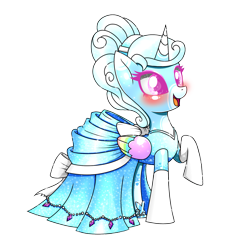 Size: 1637x1730 | Tagged: safe, artist:questionmarkdragon, derpibooru import, oc, oc only, alicorn, pony, alicorn oc, blushing, clothes, dress, evening gloves, female, gloves, horn, long gloves, makeup, mare, raised hoof, raised leg, simple background, smiling, solo, transparent background, wings