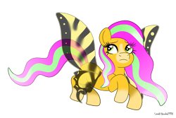 Size: 4257x2852 | Tagged: safe, artist:lynnthenerdkitty, derpibooru import, oc, oc only, oc:radiant morning shine, flutter pony, pony, butterfly wings, flying, simple background, solo, transparent background, wings, worried