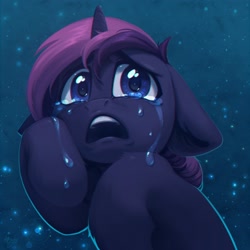 Size: 2048x2048 | Tagged: safe, artist:amishy, derpibooru import, oc, oc only, pony, unicorn, crying, ears, floppy ears, high res, open mouth, sad, solo