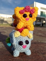 Size: 2250x2999 | Tagged: safe, artist:casquitos kawaii, derpibooru import, rainbow dash, scootaloo, pegasus, pony, amigurumi, crochet, handmade, irl, photo, plushie