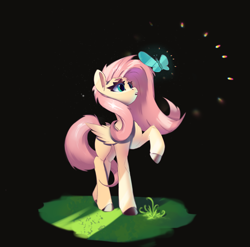 Size: 3270x3226 | Tagged: safe, artist:i love hurt, derpibooru import, fluttershy, butterfly, pegasus, g4, female, mare, simple background, solo