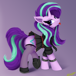 Size: 4000x4000 | Tagged: safe, artist:ser-p, derpibooru import, starlight glimmer, pony, unicorn, absurd resolution, butt, clothes, edgelight glimmer, female, glimmer glutes, lidded eyes, mare, plot, quadrupedal, solo, stockings, thigh highs, tongue, tongue out