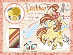 Size: 2224x1668 | Tagged: safe, artist:mychelle, derpibooru import, oc, oc:dandelion, original species, fairy, fairy pony, female, quadrupedal, reference sheet, solo