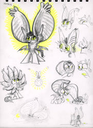 Size: 2892x4000 | Tagged: safe, artist:ja0822ck, derpibooru import, oc, oc only, bat pony, pony, big ears, ears, food, impossibly large ears, mango, multiple ears, prehensile ears, punch, traditional art