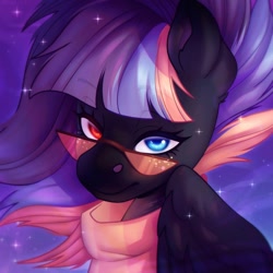 Size: 1500x1500 | Tagged: safe, artist:sadelinav, derpibooru import, oc, oc:evening gaze, pegasus, pony, female, heterochromia, mare, solo, sunglasses