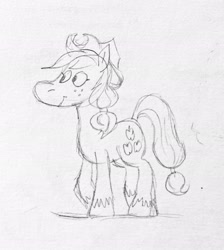 Size: 1838x2048 | Tagged: safe, artist:horsewizardart, derpibooru import, applejack, earth pony, pony, female, grayscale, mare, monochrome, pencil drawing, sketch, solo, traditional art