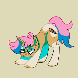 Size: 1280x1280 | Tagged: safe, artist:mossybranch, derpibooru exclusive, derpibooru import, oc, oc only, oc:salty tear, pony, unicorn, face down ass up, female, iwtcird, mare, meme, palindrome get, simple background, solo