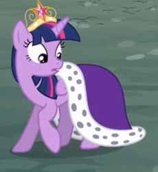 Size: 485x528 | Tagged: safe, derpibooru import, screencap, twilight sparkle, twilight sparkle (alicorn), alicorn, pony, princess twilight sparkle (episode), big crown thingy, clothes, cropped, crown, element of magic, female, jewelry, mare, regalia, robe, royalty, solo