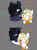 Size: 2559x3470 | Tagged: safe, artist:2hrnap, oc, oc only, oc:dyxkrieg, oc:nyxanon, alicorn, anthro, alicorn oc, anthro oc, blushing, clothes, cousins, dialogue, duo, fangs, female, filly, foal, frown, gray background, looking at each other, magical lesbian spawn, open mouth, open smile, parent:oc:dyx, parent:oc:luftkrieg, sigh, simple background, smiling, unusual pupils