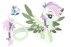 Size: 1920x1280 | Tagged: safe, artist:kabuvee, derpibooru import, oc, oc:fragrant magnolia, pegasus, female, horns, mare, quadrupedal, simple background, solo, tail wings, transparent background