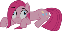 Size: 1350x667 | Tagged: safe, artist:retroponybro, derpibooru import, pinkie pie, earth pony, pony, crazy face, derp, faic, female, full body, insanity, long mane, lying down, mare, pinkamena diane pie, simple background, solo, transparent background, vector