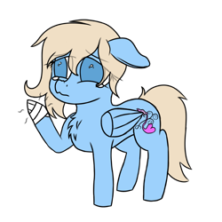 Size: 1000x1000 | Tagged: safe, derpibooru import, oc, oc only, oc:lusty symphony, pegasus, pony, bandage, chest fluff, colored, crying, flat colors, injured, scrunchy face, simple background, solo, transparent background