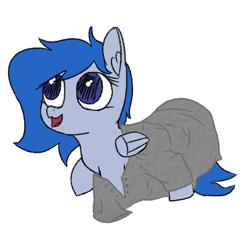 Size: 800x800 | Tagged: safe, derpibooru import, oc, oc only, oc:nim, pegasus, pony, baggy clothing, clothes, female, filly, foal, simple background, smiling, solo, transparent background, walking