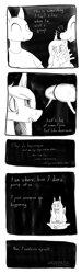 Size: 800x2665 | Tagged: safe, artist:darkhestur, derpibooru import, oc, oc:dark, black and white, comic, dialogue, grayscale, monochrome, multiple ponies, speech bubble, strip, talking, text, vent art