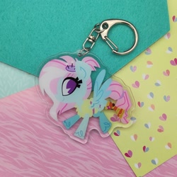 Size: 2048x2049 | Tagged: safe, artist:spacekitsch, derpibooru import, kerfuffle, pegasus, pony, amputee, cute, female, fufflebetes, heart, irl, keychain, mare, merchandise, photo, prosthetic leg, prosthetic limb, prosthetics, solo, spread wings, unshorn fetlocks, wings