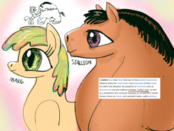 Size: 4000x3000 | Tagged: safe, artist:ja0822ck, derpibooru import, oc, oc only, earth pony, pony, duo, female, long neck, male, mare, necc, side view, stallion, thick