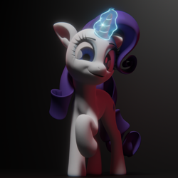Size: 2160x2160 | Tagged: safe, artist:reinbou, derpibooru import, rarity, pony, unicorn, 3d, looking at you, magic, magic aura, simple background, solo