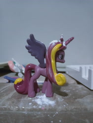 Size: 3120x4160 | Tagged: source needed, safe, princess cadance, alicorn, pony, unicorn, insane pony thread, insanity, irl, lewd container meme, mane, photo, powder in mane, powdered wig, purple wings, toy, wings