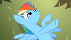 Size: 1280x720 | Tagged: safe, derpibooru import, screencap, rainbow dash, pony, secret of my excess, solo