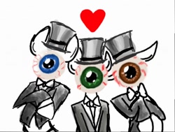 Size: 512x387 | Tagged: safe, derpibooru import, pony, barely pony related, eyeball, hat, heart, ponified, simple background, species swap, the residents, top hat, white background