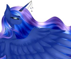 Size: 2400x2000 | Tagged: safe, alternate version, artist:angellightyt, artist:minelvi, derpibooru import, princess luna, pony, collaboration, eyelashes, female, horn, horn jewelry, jewelry, mare, simple background, solo, stars, transparent background