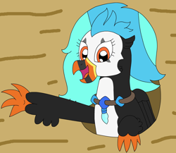 Size: 2672x2324 | Tagged: safe, artist:supahdonarudo, derpibooru import, oc, oc only, oc:icebeak, classical hippogriff, hippogriff, crate, hole, jewelry, madagascar (dreamworks), meme, necklace, ponified, ponified meme, reference