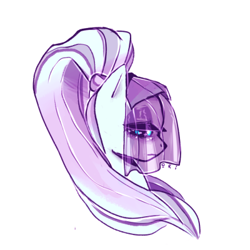 Size: 400x400 | Tagged: artist needed, source needed, safe, derpibooru import, coloratura, earth pony, pony, bust, countess coloratura, eyeshadow, female, lidded eyes, makeup, ponytail, simple background, solo, veil, white background