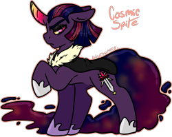 Size: 1717x1369 | Tagged: safe, artist:sexygoatgod, derpibooru import, oc, oc only, oc:cosmic spite, pony, unicorn, adoptable, cape, clothes, female, jewelry, raised hoof, raised leg, regalia, simple background, solo, transparent background