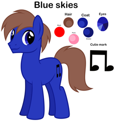 Size: 2271x2380 | Tagged: safe, artist:feather_bloom, derpibooru import, oc, oc only, oc:blue_skies, earth pony, pony, reference sheet, simple background, solo, white background