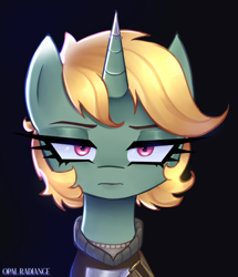 Size: 2364x2747 | Tagged: safe, artist:opal_radiance, derpibooru import, oc, oc:easy peasy, pony, unicorn, bust, portrait, solo, synth