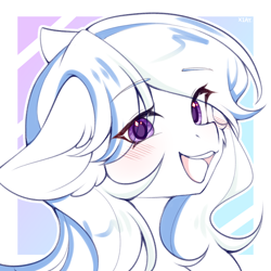 Size: 3000x3000 | Tagged: artist needed, safe, derpibooru import, oc, oc only, oc:yvonne.k waverhoof, earth pony, pony, blushing, bust, eye clipping through hair, eyebrows, eyebrows visible through hair, female, mare, open mouth, open smile, portrait, smiling
