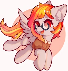 Size: 1350x1400 | Tagged: artist needed, safe, derpibooru import, oc, oc only, pegasus, pony, clothes, ear fluff, ears, female, flying, glasses, mare, simple background, solo, spread wings, white background, wings