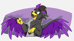 Size: 3386x1900 | Tagged: safe, artist:rutkotka, derpibooru import, oc, oc only, griffon, abstract background, griffon oc, sketch, solo, spread wings, wings