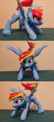 Size: 3000x6750 | Tagged: artist needed, source needed, safe, derpibooru import, rainbow dash, pegasus, pony, 3d print, absurd resolution, backwards cutie mark, female, mare, painted, pose, smiling, solo, spread wings, wings